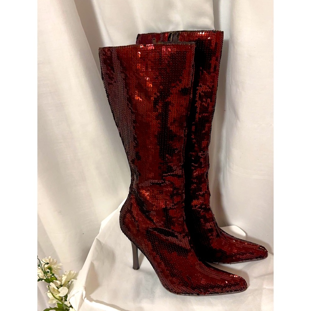 Anne Michelle maroon red knee high boots size 7 - Picture 5 of 5